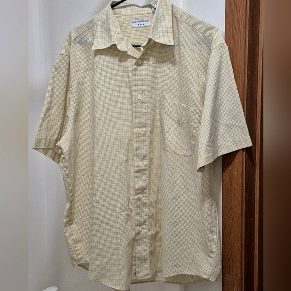 Covington Mens Shirt Yellow Plaid Short Sleeve Button Lightweight Casual Large - Picture 1 of 13